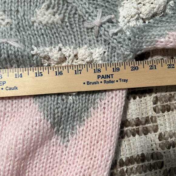 VTG 80s Pastel Pink Fair Isle Geometric Fairy Kei Abstract Sweater Size Small - Picture 5 of 7